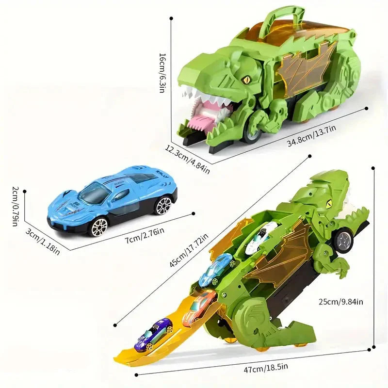 Transformable Dinosaur Truck Toy – Car-Swallowing with Racing Tracks