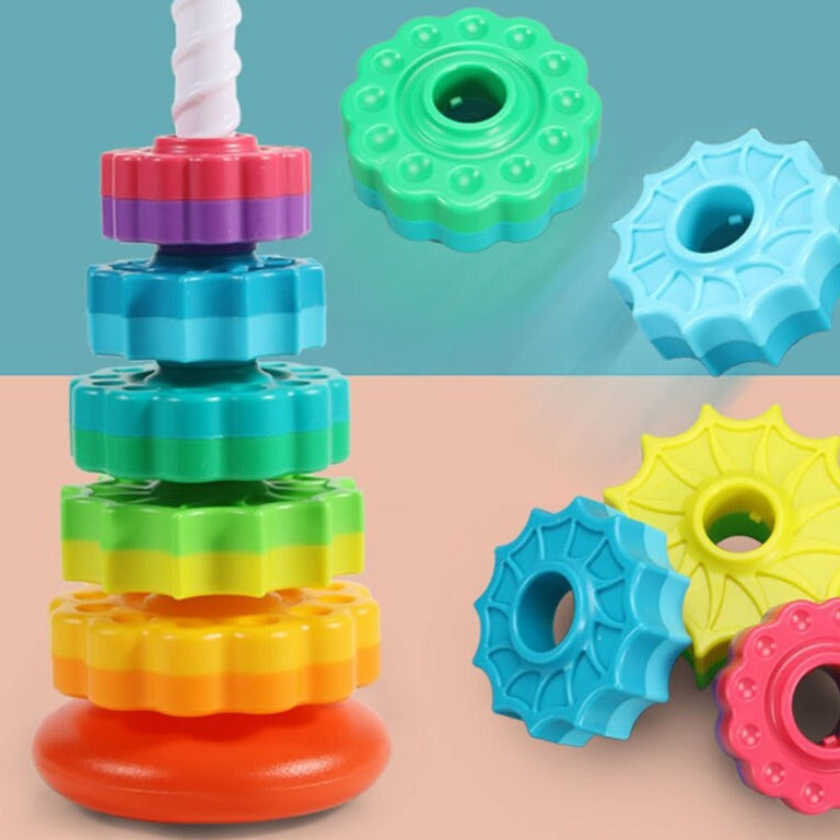 Rotating Stacking Tower with Color Rings