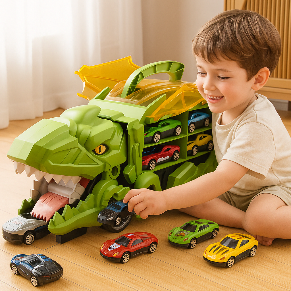 Transformable Dinosaur Truck Toy – Car-Swallowing with Racing Tracks