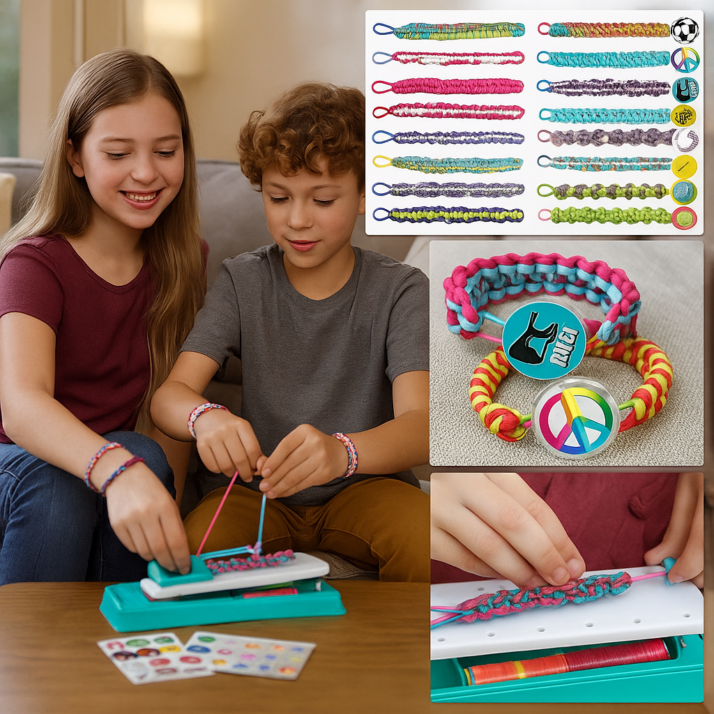 DIY Bracelet Braiding Kit with Color Threads for Kids
