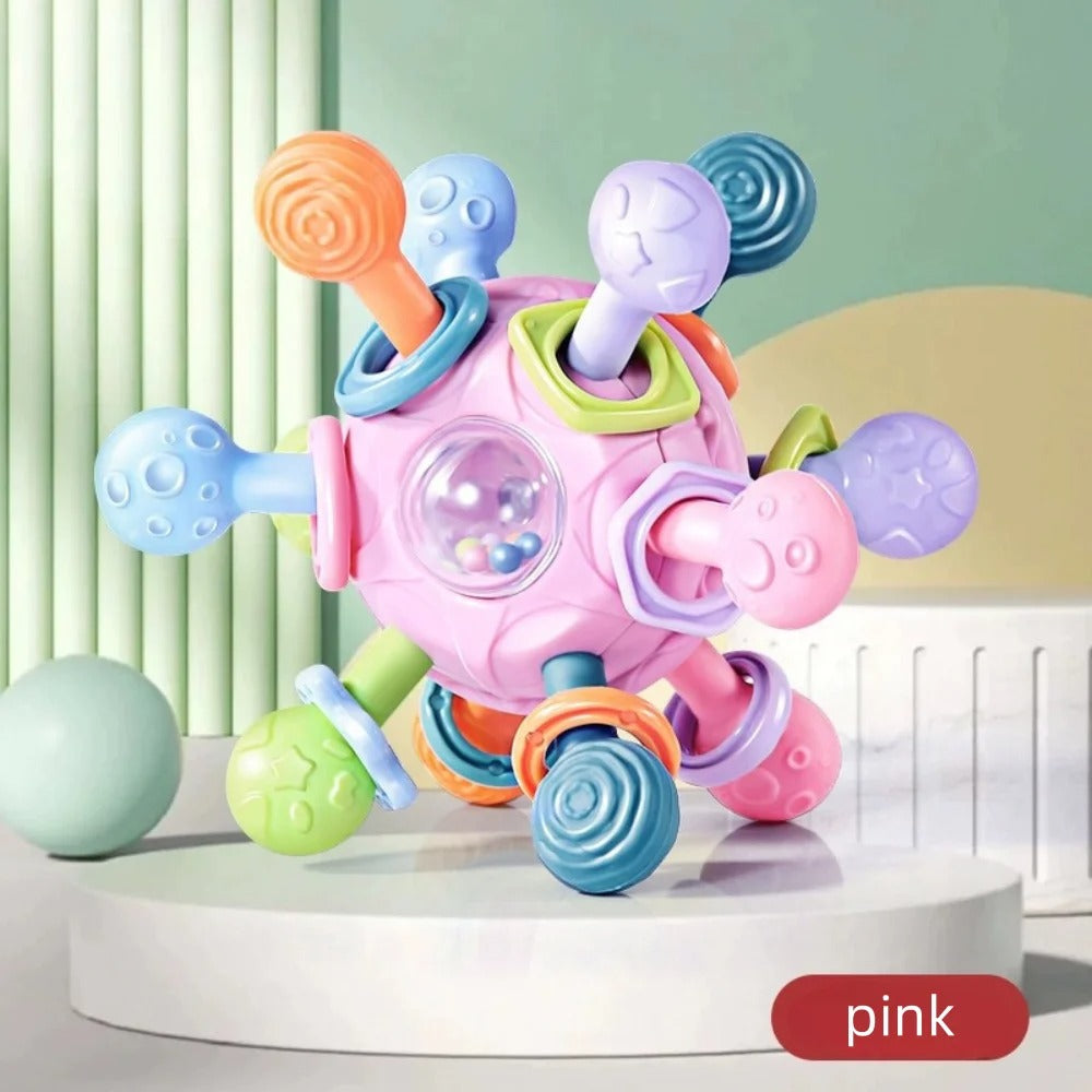 Silicone Teether Rattle Ball for Baby - Baby Grasping Toy