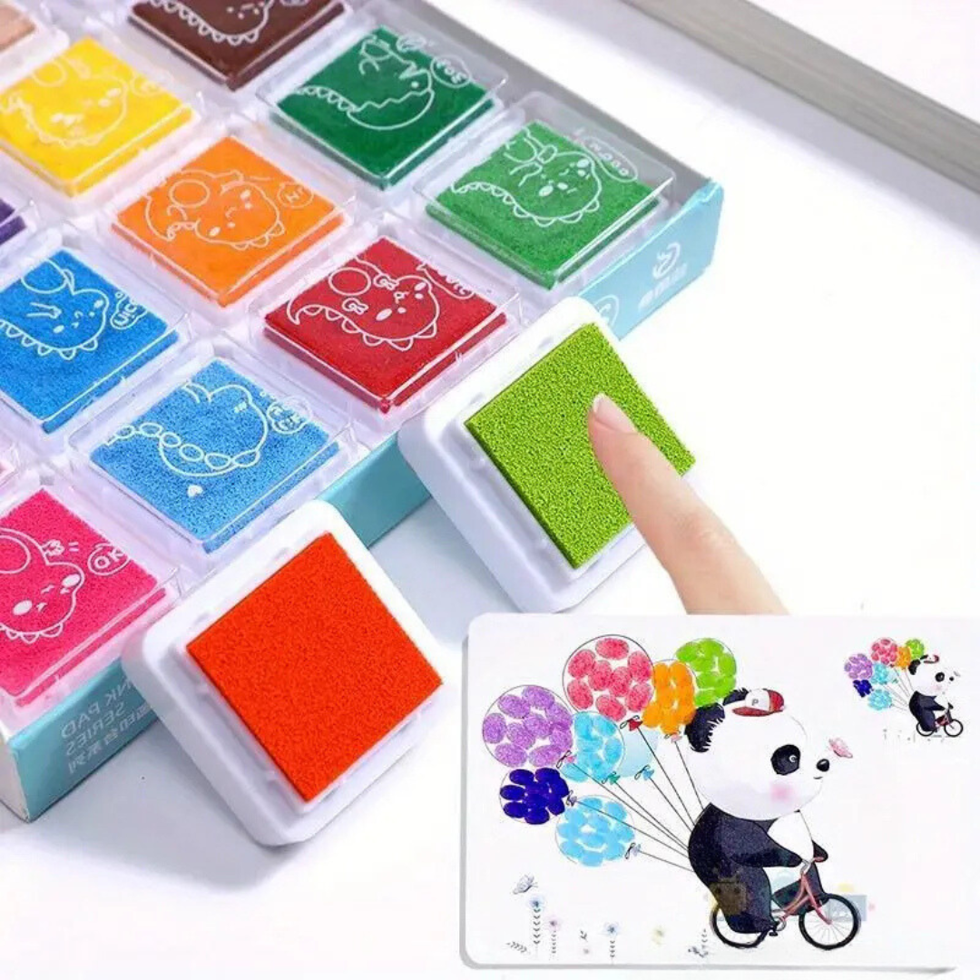 Finger Paint Set with 12 Colors for Kids - DIY Stamp Pad Toy
