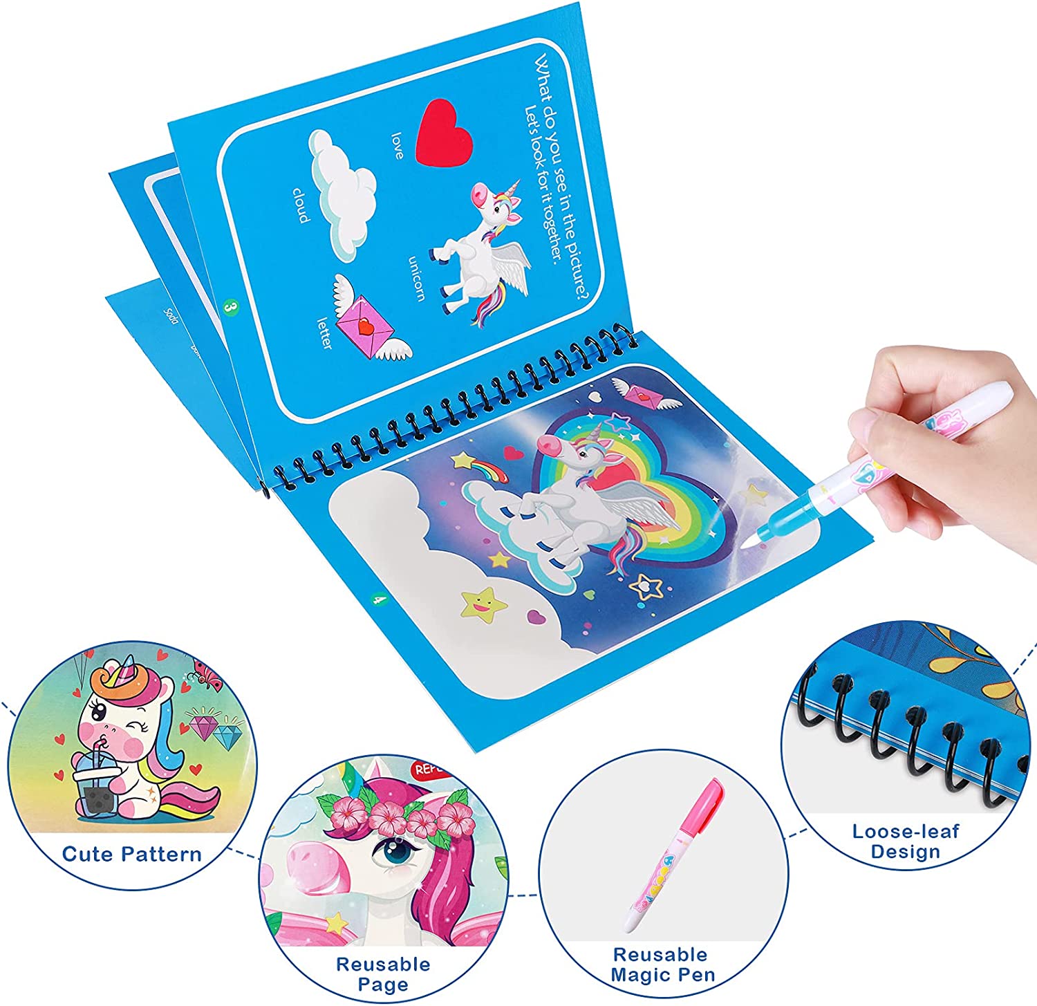 Magic Water Coloring Book for Reusable Mess-Free Creative Drawing