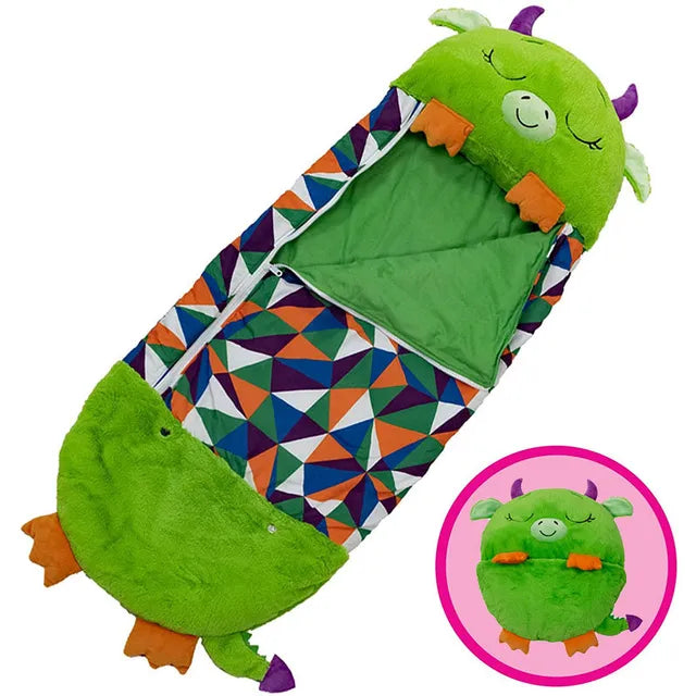 Printed Soft Plush Pillow - Sleeping Bag for Kids