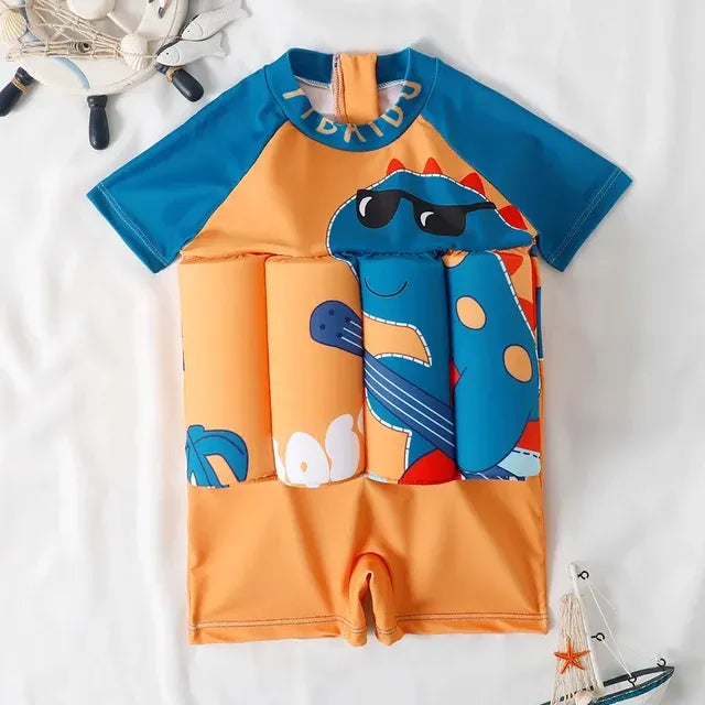 Kids Buoyancy Swimsuit with Float Support and Printed Sea Creature