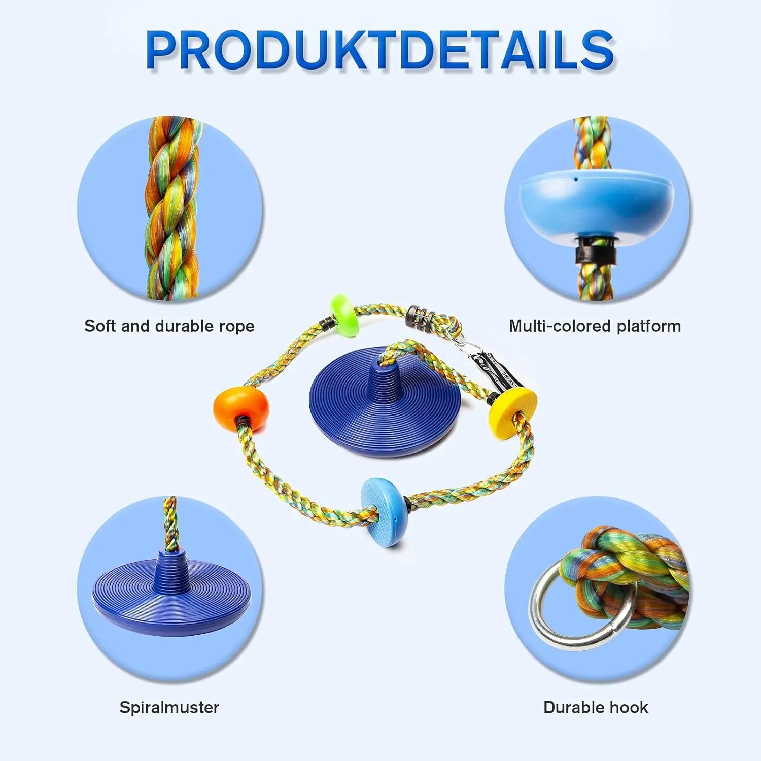 Climbing Rope with Platform and Disc – Motor Skill Play for Children