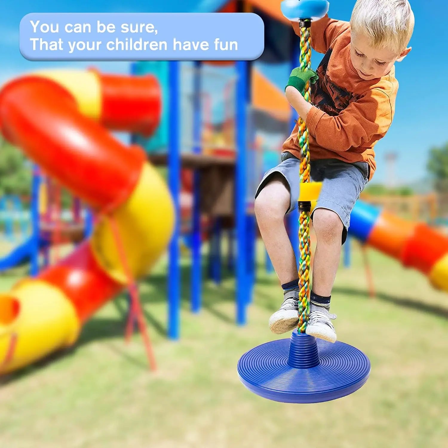 Climbing Rope with Platform and Disc – Motor Skill Play for Children