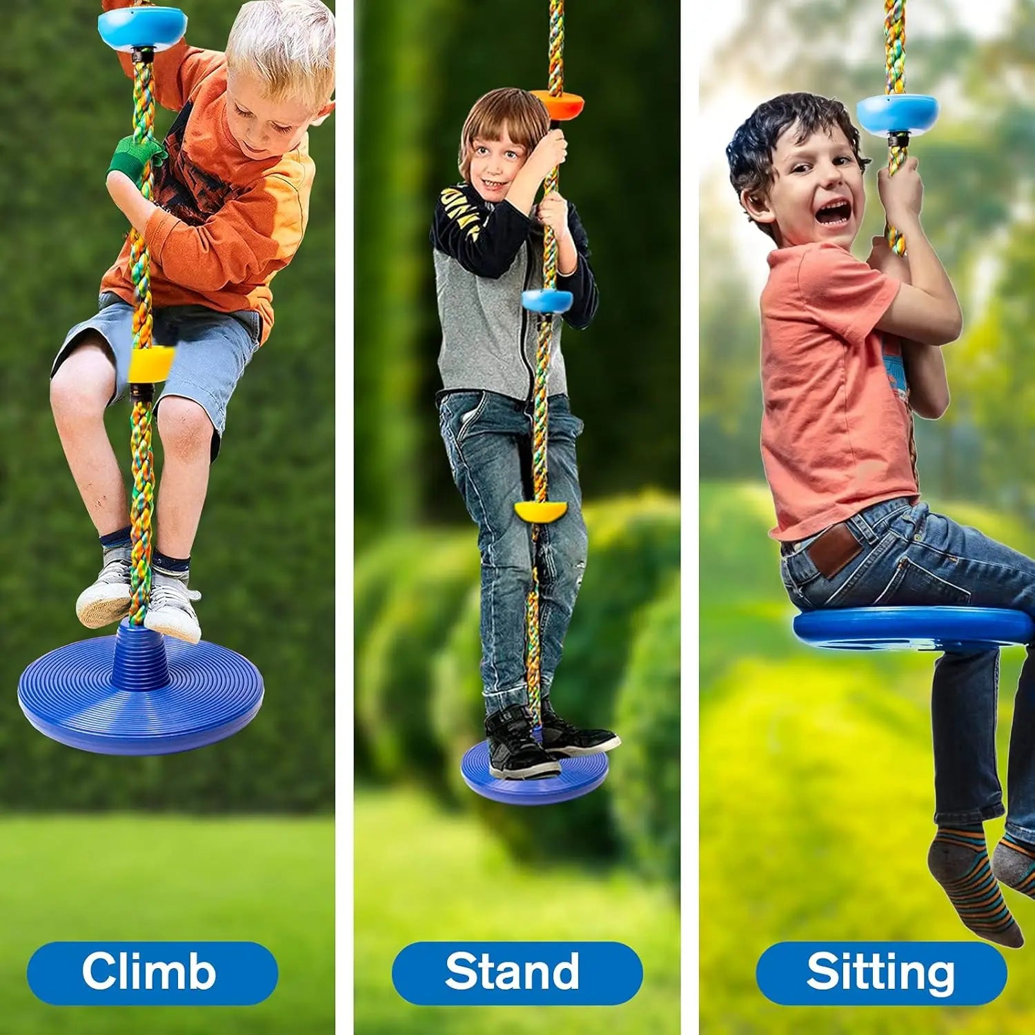 Climbing Rope with Platform and Disc – Motor Skill Play for Children