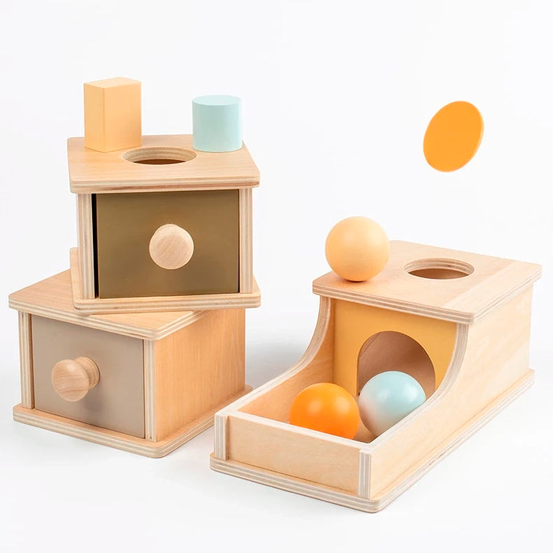 Wooden Montessori Permanence Drawer Box for Education Preschool Training