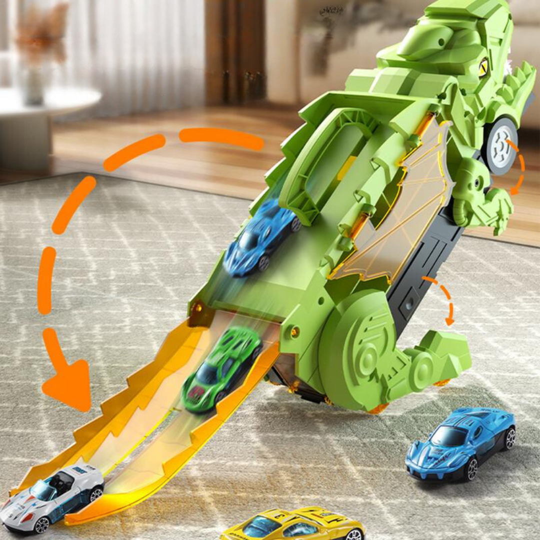 Transformable Dinosaur Truck Toy – Car-Swallowing with Racing Tracks