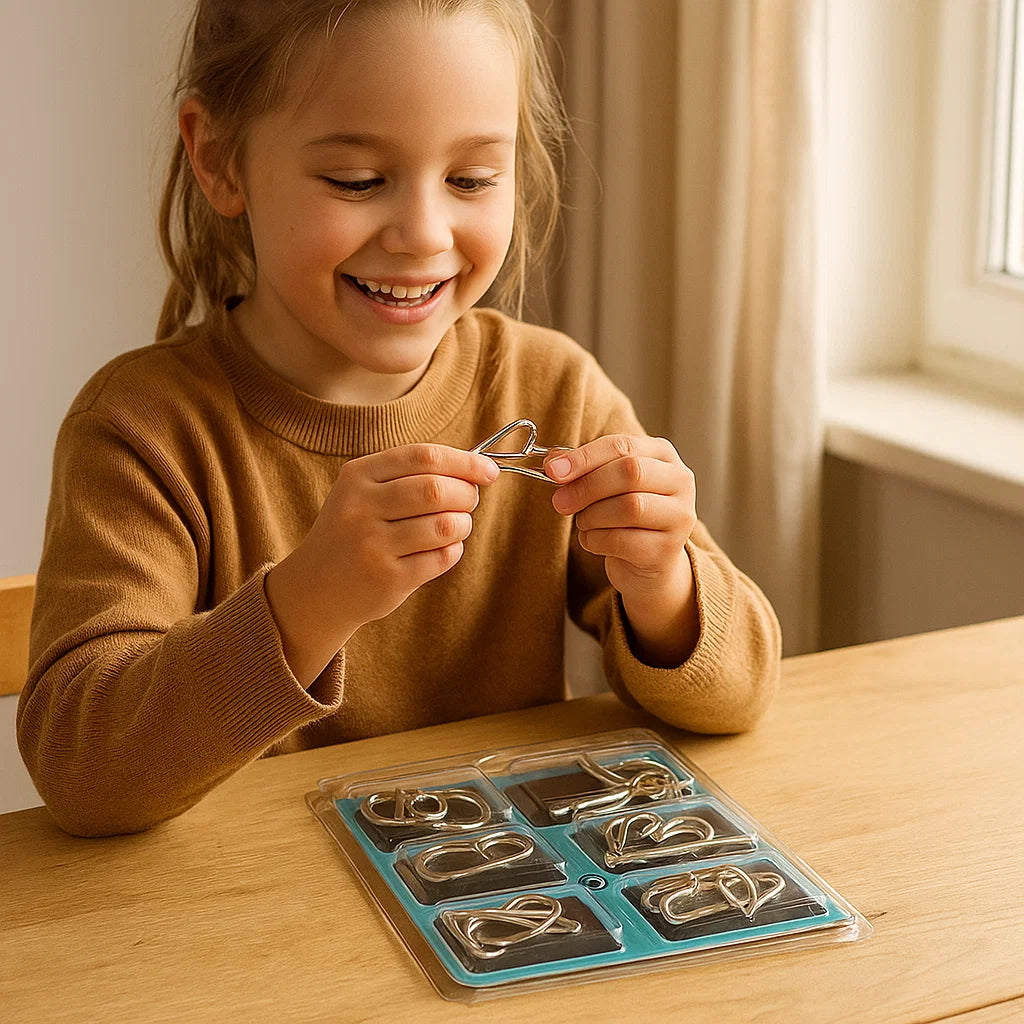 Metal Brain Teaser Puzzles with 36 Logic Challenges for Kids