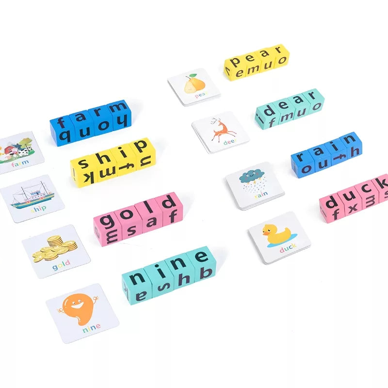Wooden Spelling Game with Alphabet Cards