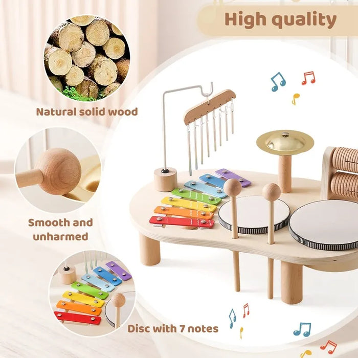 Kids Wooden Music Station Toy Set