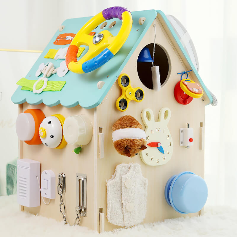 Wooden Activity House Board with Busy Elements