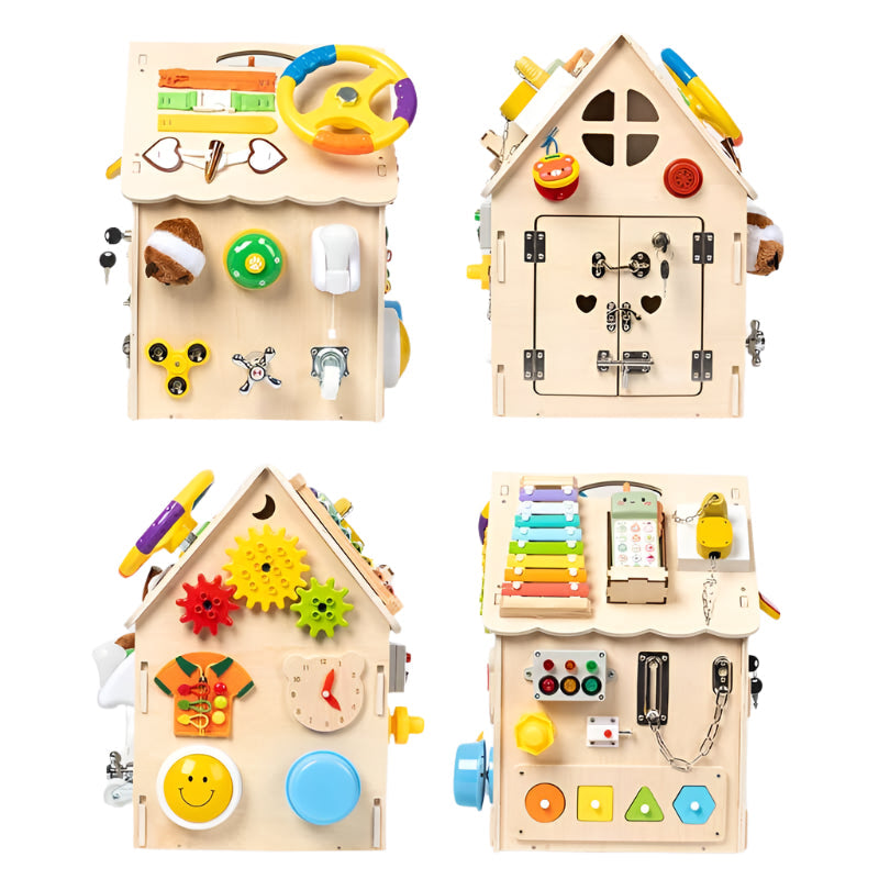 Wooden Activity House Board with Busy Elements