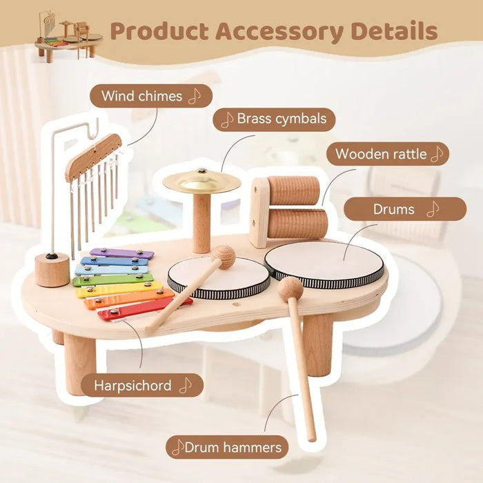 Kids Wooden Music Station Toy Set