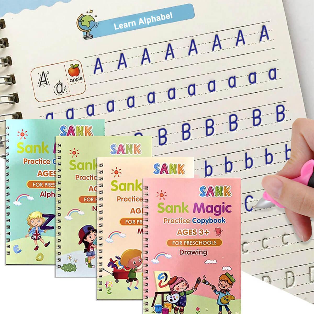 Grooved Reusable Writing Books – 4-Pack with Disappearing Ink