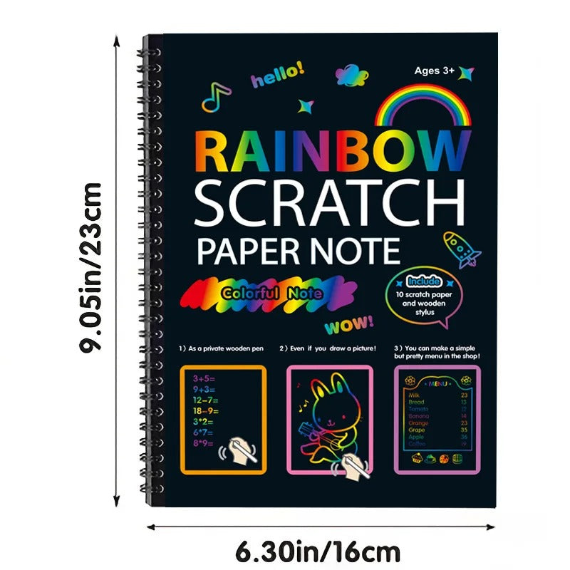 Rainbow Scratch Art Paper with Wooden Stylus