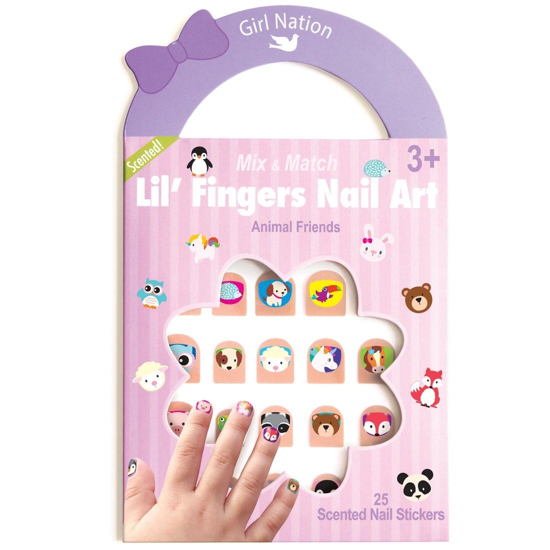 Kids Nail Stickers with 25 Animal Peel-and-Stick Decals