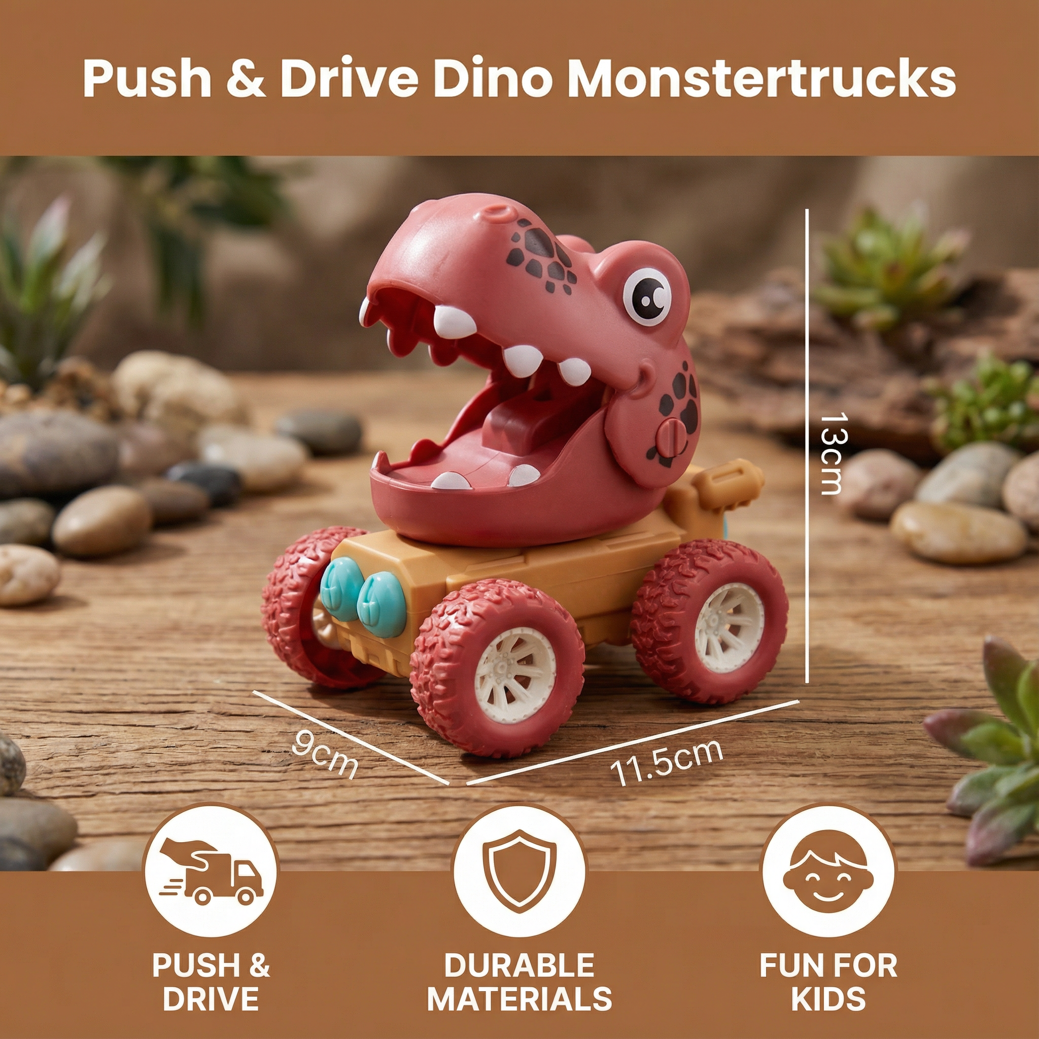 Dino Monster Trucks – Easy Push Play for Kids