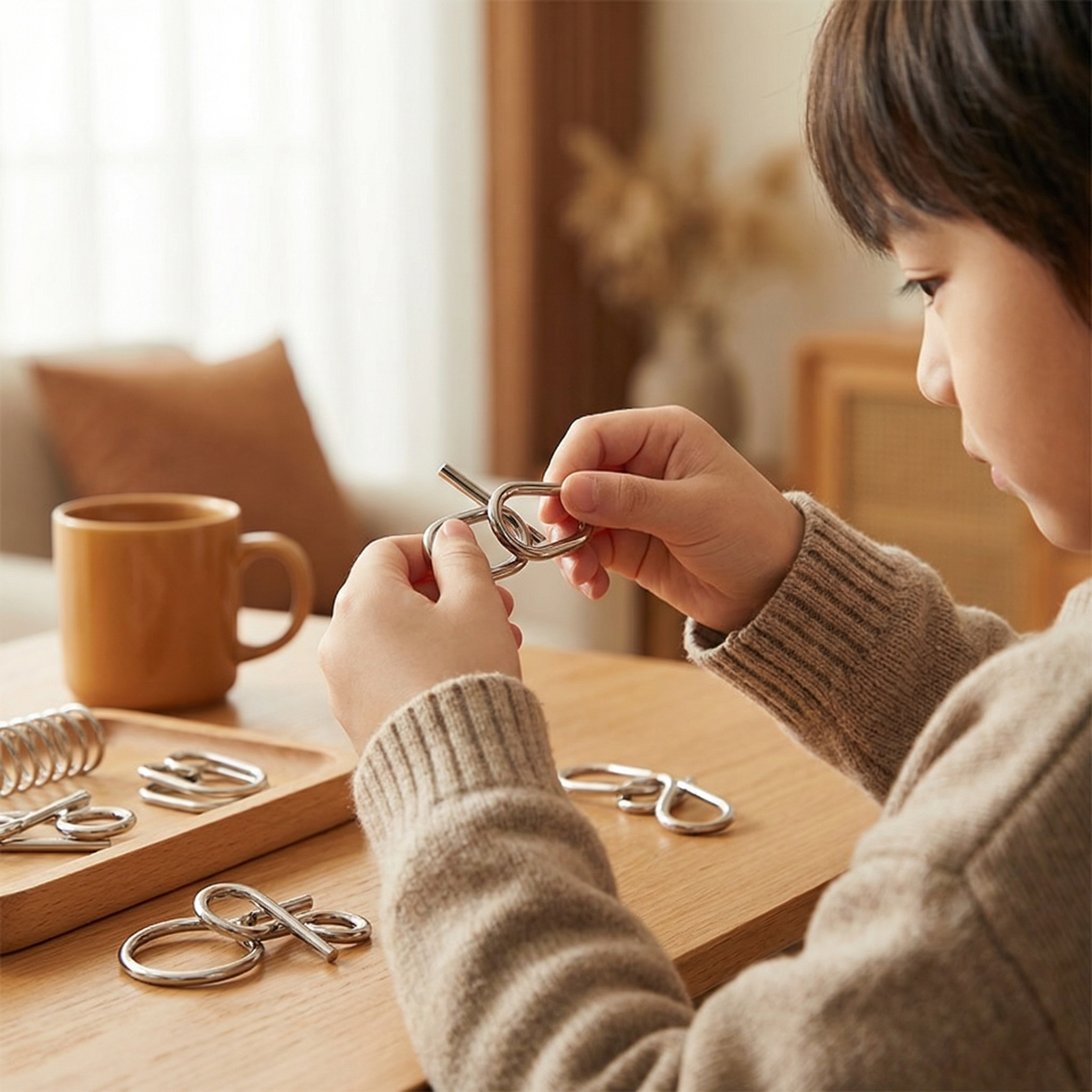 Metal Brain Teaser Puzzles with 36 Logic Challenges for Kids