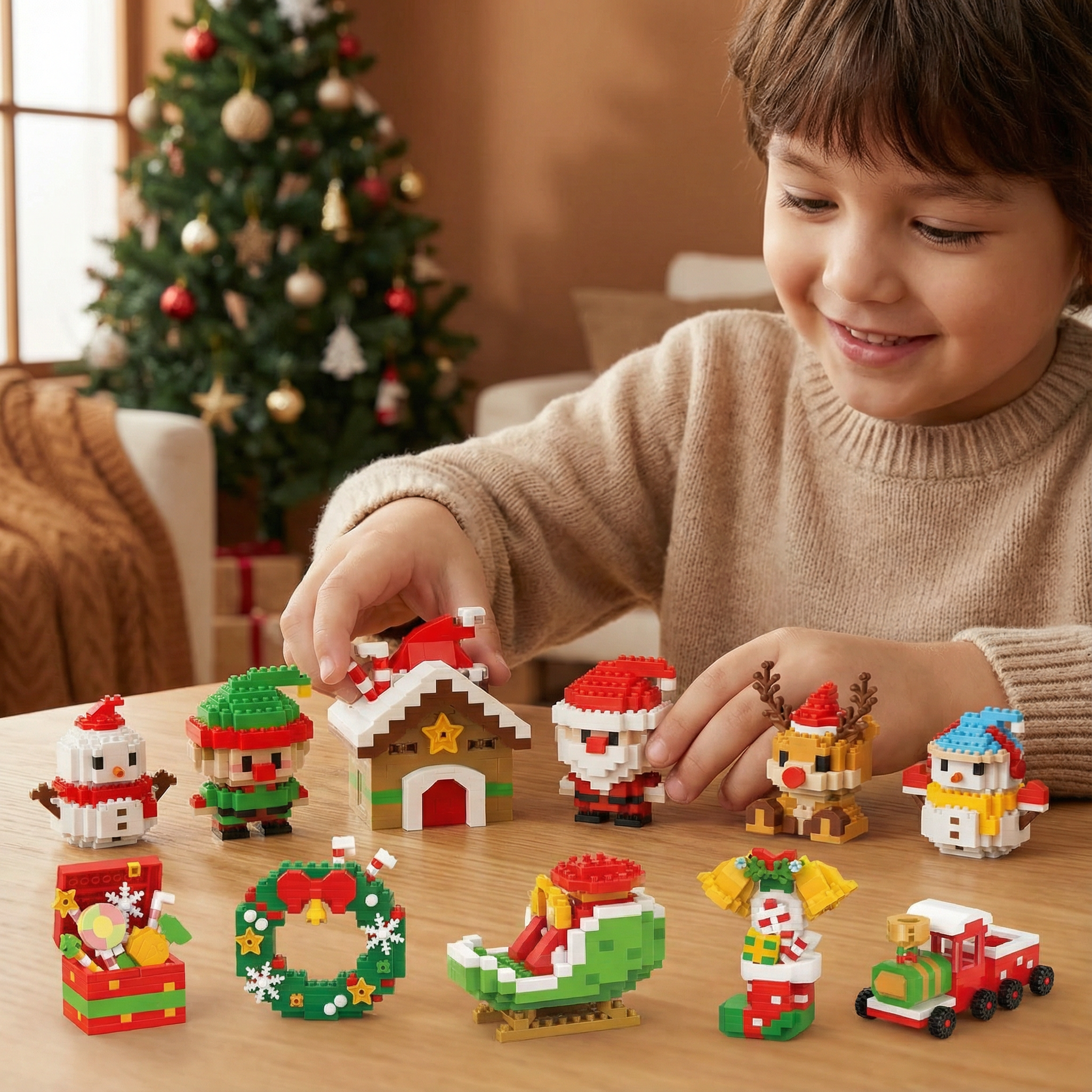 Christmas Building Block Figures – Santa & Festive Decor Craft