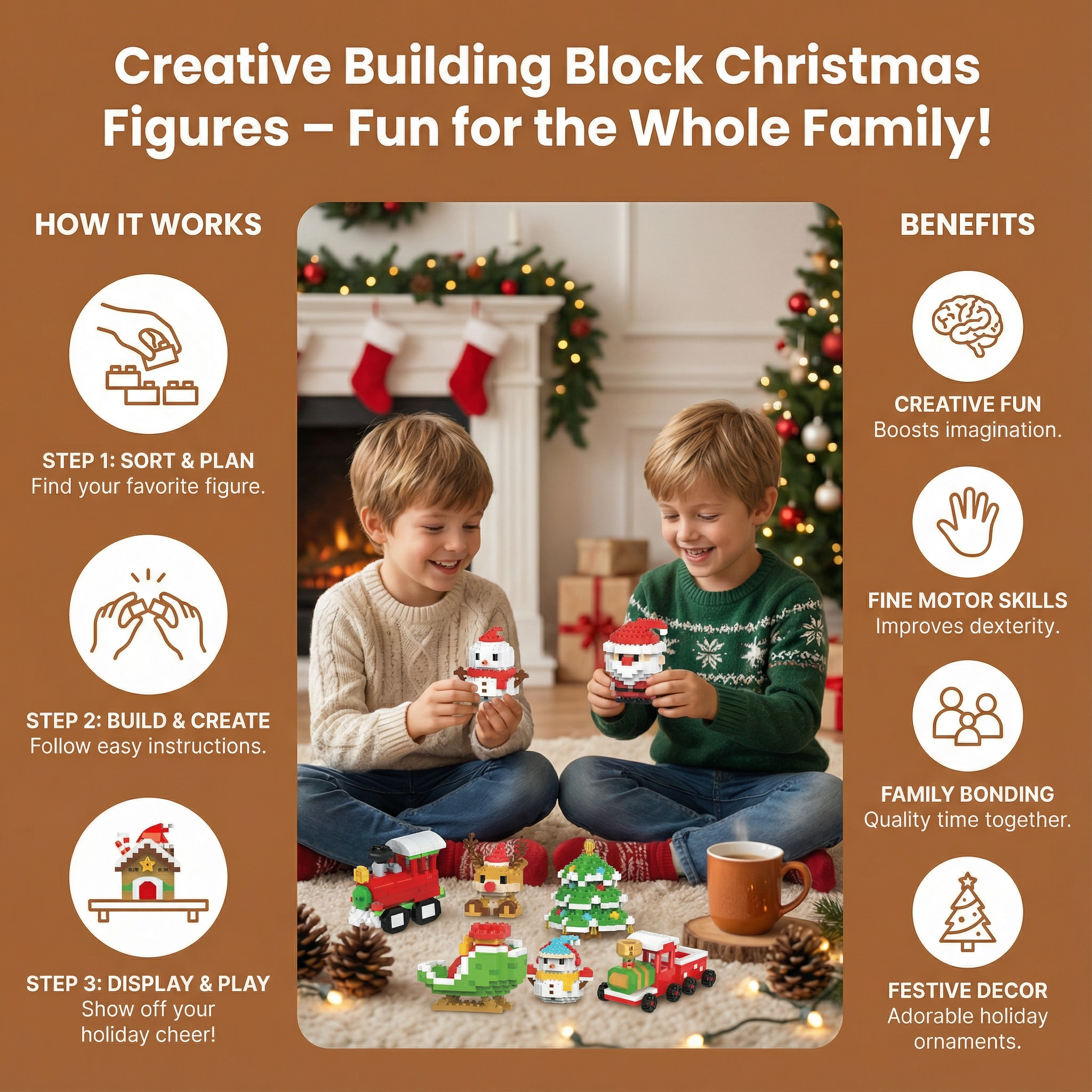Christmas Building Block Figures – Santa & Festive Decor Craft