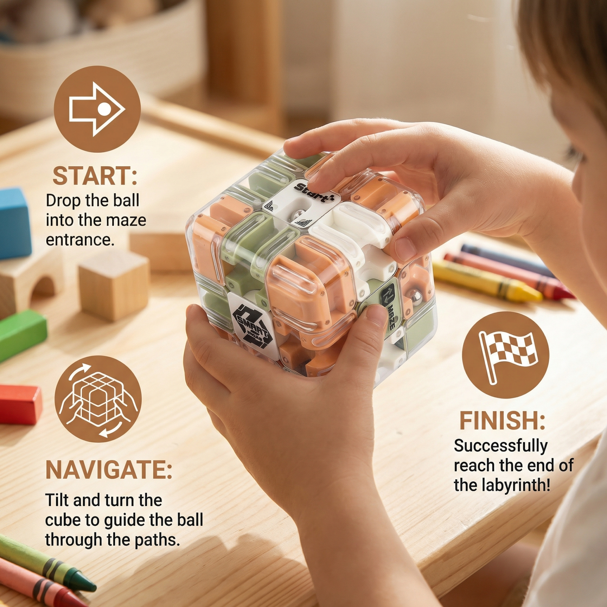 3D Labyrinth Puzzle Cube – Portable Brain Teaser for All Ages