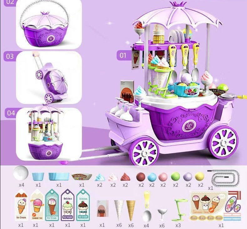 Ice Cream Cart Play Set with Accessories for Kids
