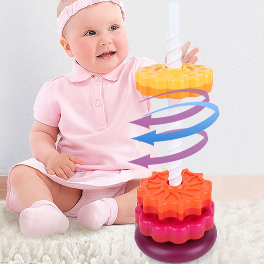 Rotating Stacking Tower with Color Rings