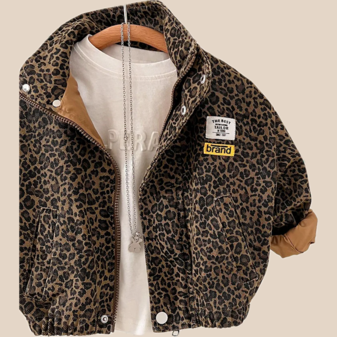 Kids Leopard Print Jacket with Soft Breathable Zipper