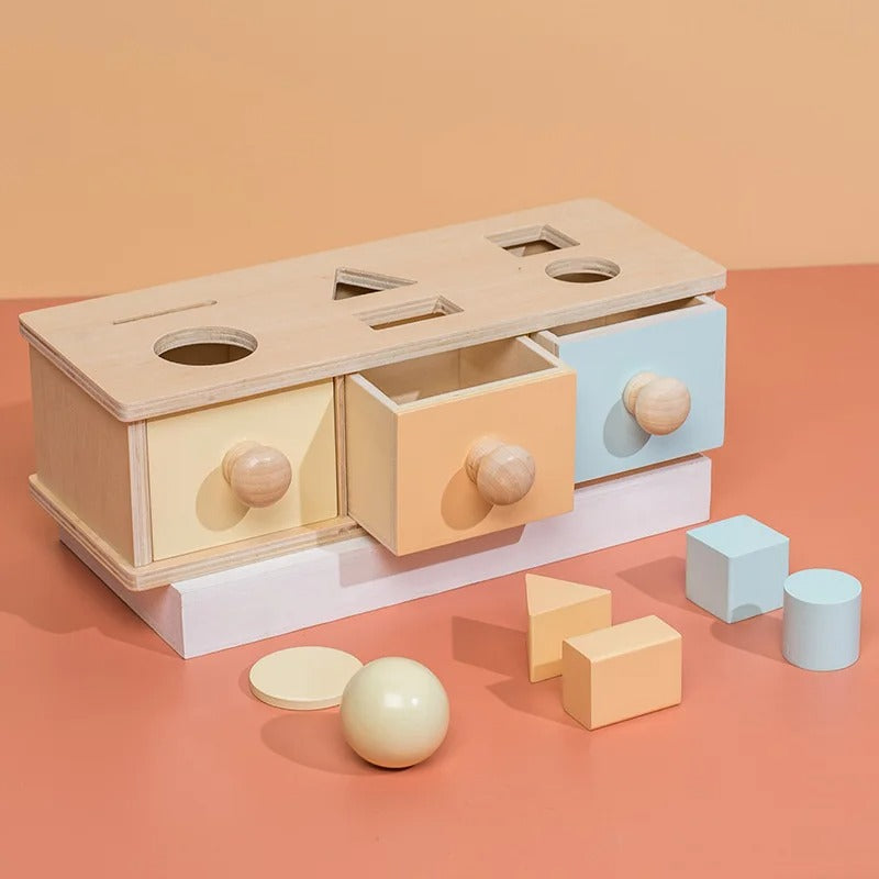 Wooden Montessori Permanence Drawer Box for Education Preschool Training