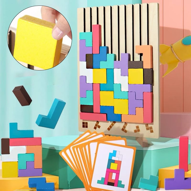 Tetris Puzzle Board Game with Color Blocks