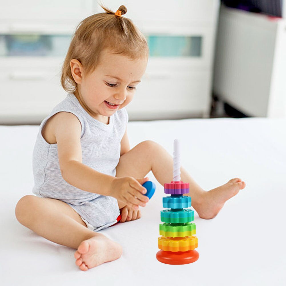 Rotating Stacking Tower with Color Rings