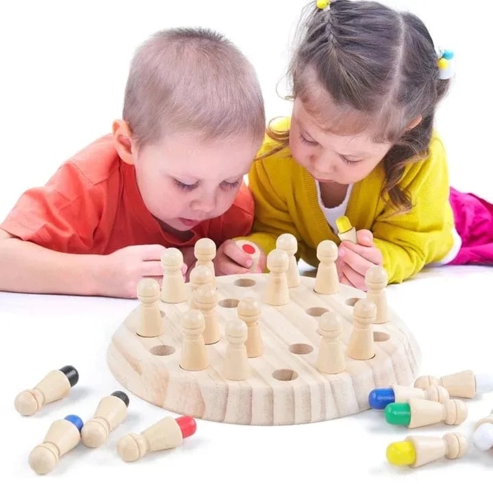 Wooden Memory Game – Color Peg Board Cognitive Toy