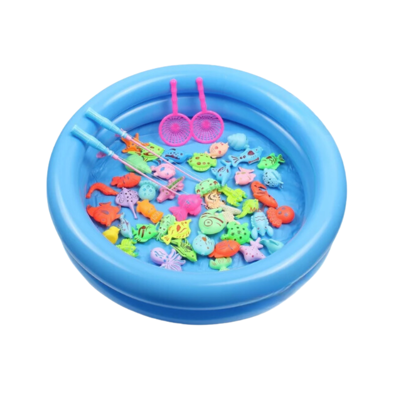 Inflatable and Magnetic Fishing Game with Rods for Kids