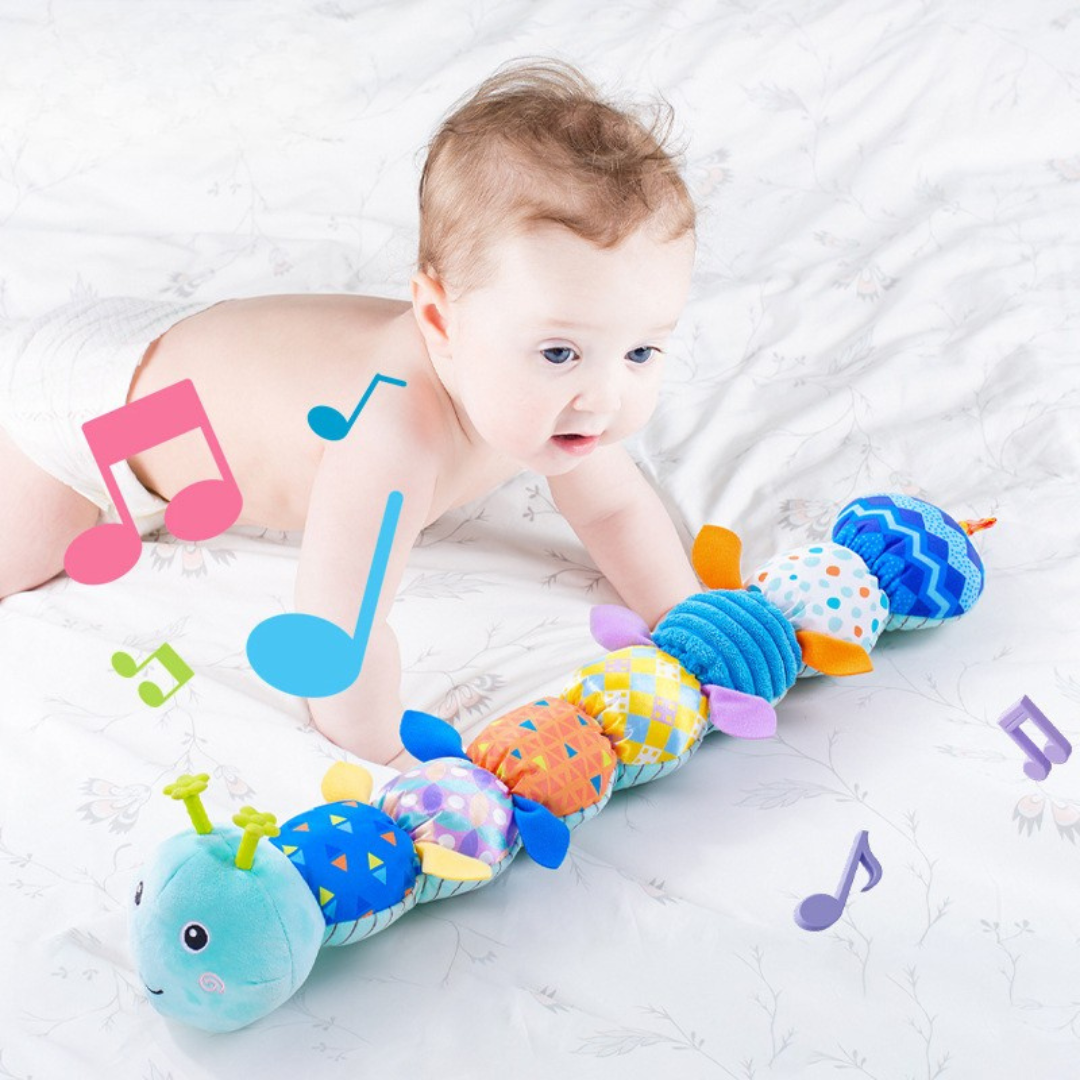 Musical Plush Caterpillar – Gentle Sensory Toy for Infants