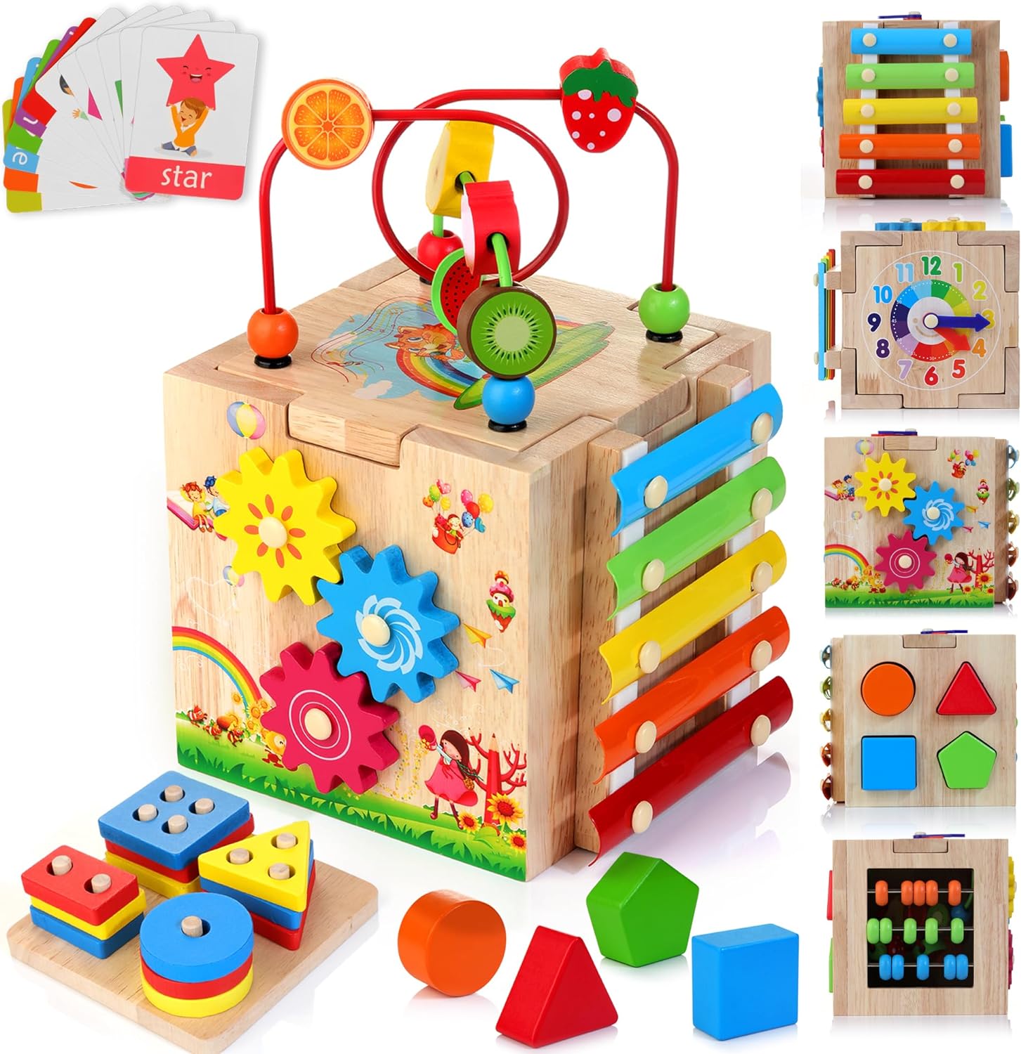8-in-1 Montessori Activity Cube with Sensory Games for Toddlers