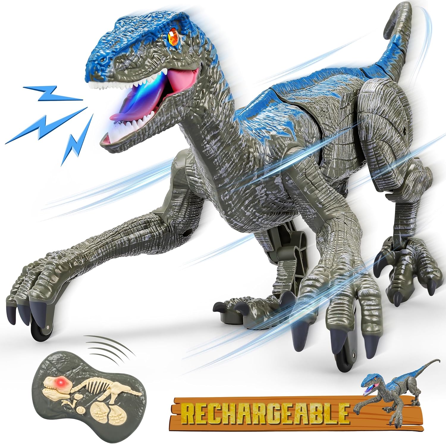 Remote Control Dinosaur Toy with Lights and Sound