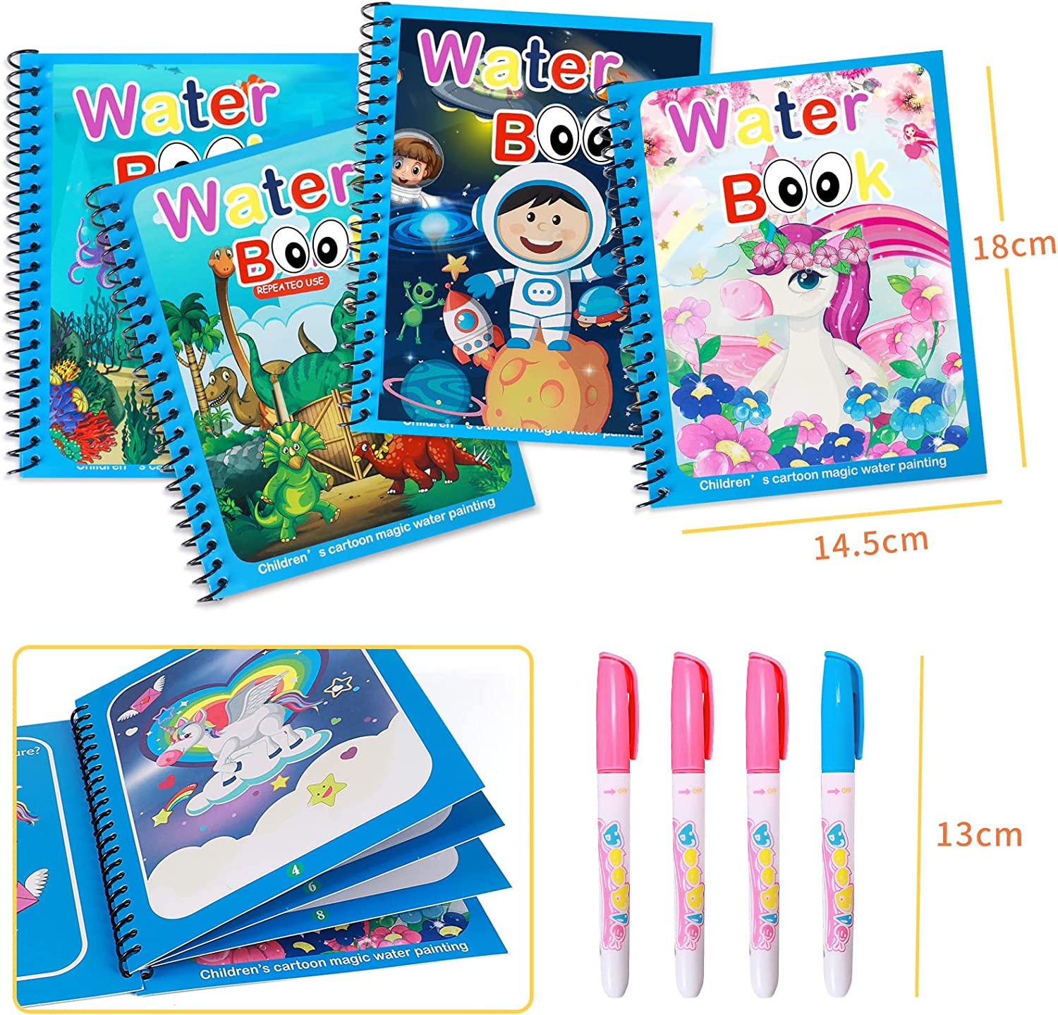 Magic Water Coloring Book for Reusable Mess-Free Creative Drawing