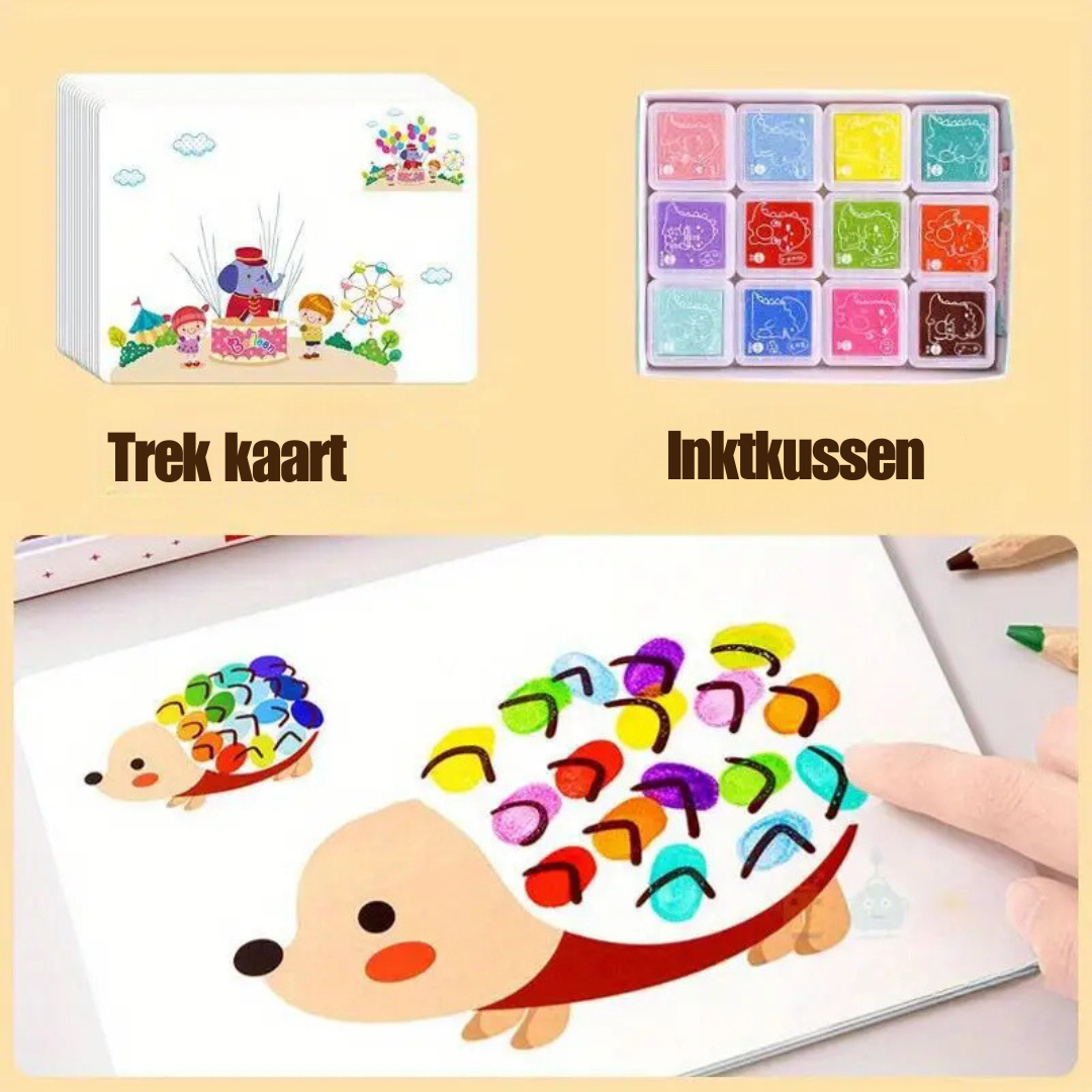 Finger Paint Set with 12 Colors for Kids - DIY Stamp Pad Toy