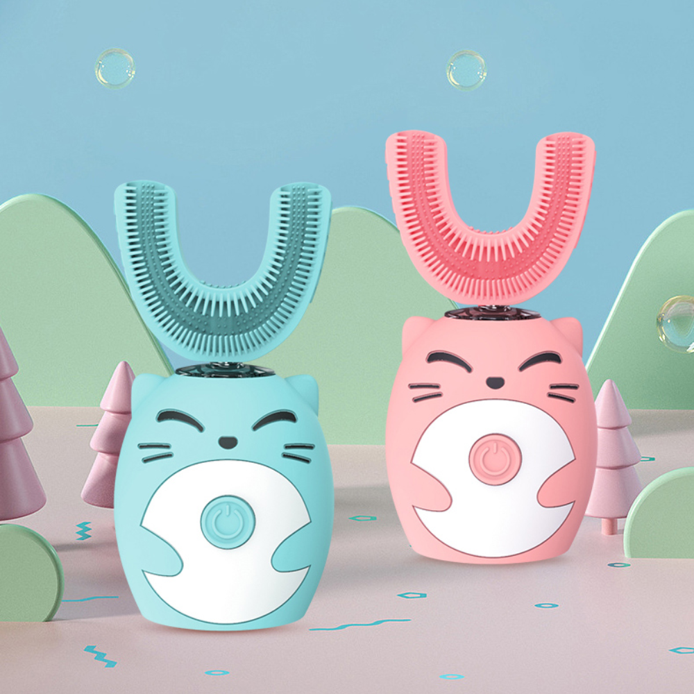 U-Shaped and Cat Style Electric Toothbrush with 360° Head for Kids