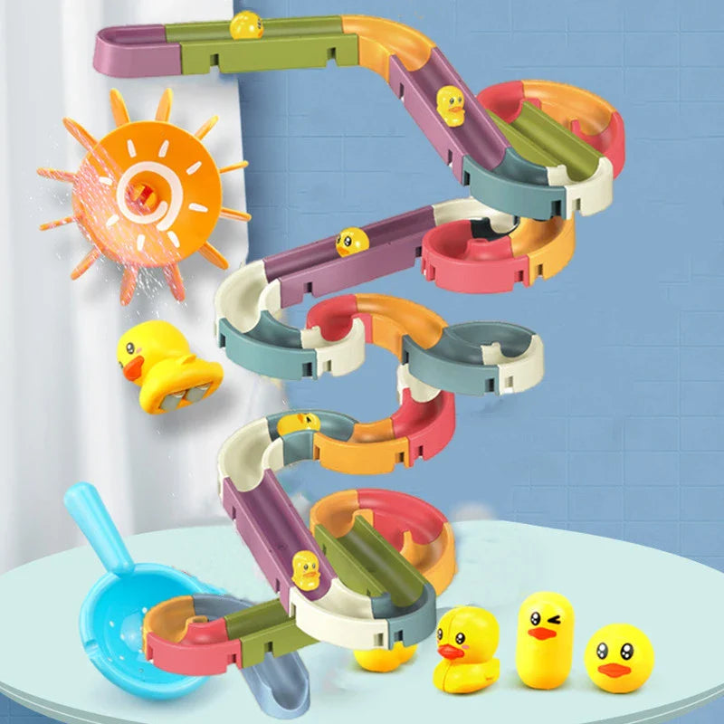 Toddler Bath Water Slide with 34-Piece Duck Adventure Set