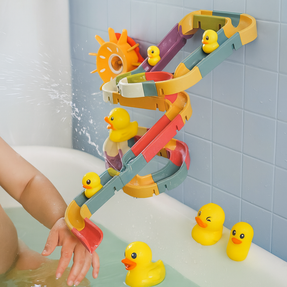 Toddler Bath Water Slide Toy with Track and Ducks