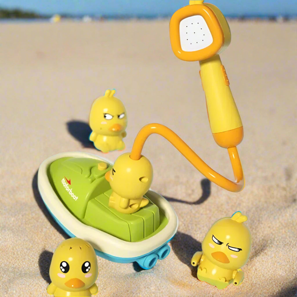 Interactive Water Spray Duck Boat Bath Toy Set for Fun Bath Time