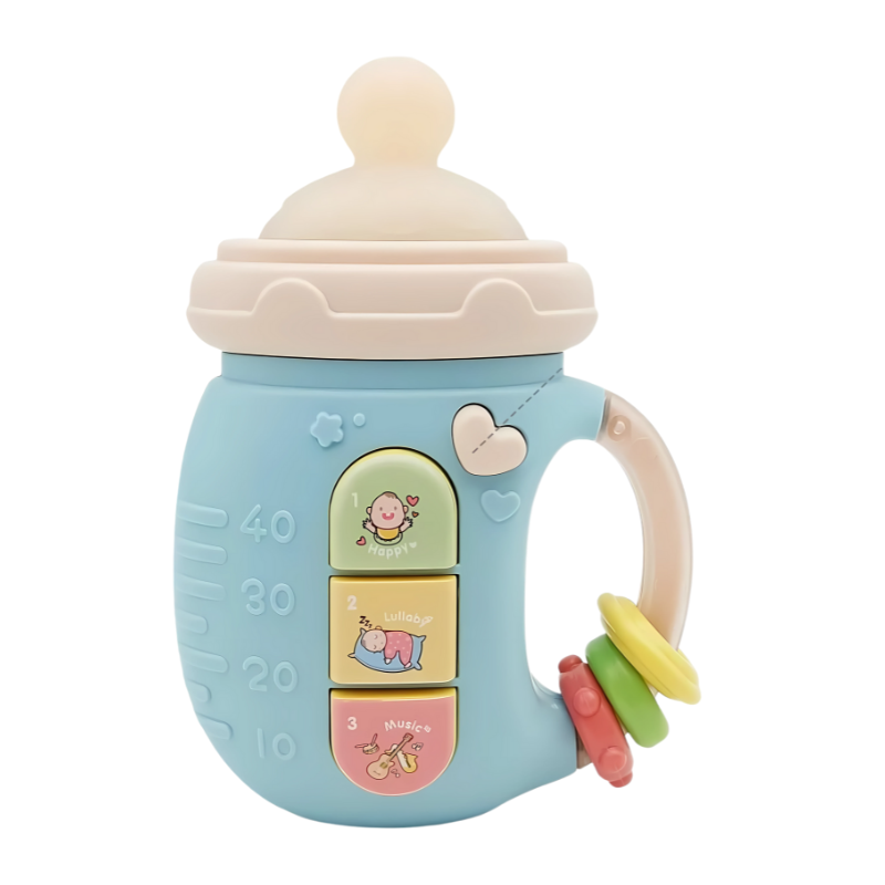 Baby Bottle Teething Toy with Lights - Shake Rattle for Babies