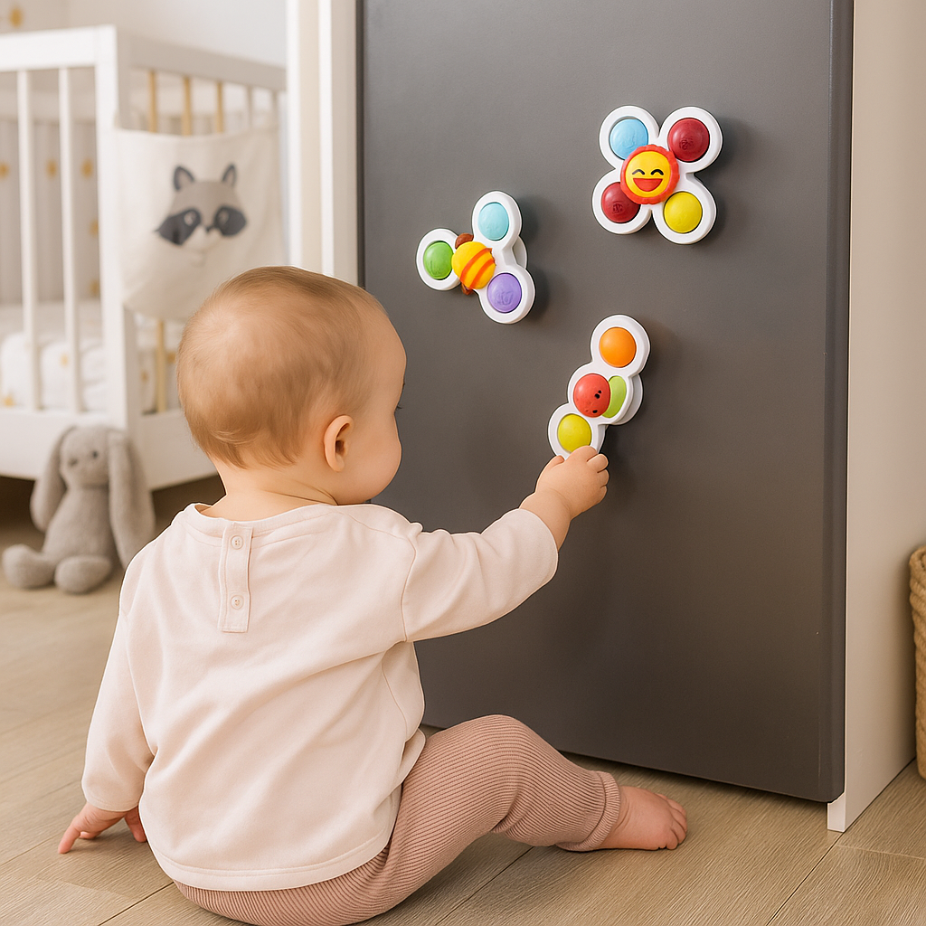 Baby Suction Cup Spinner Toys with Set of 3