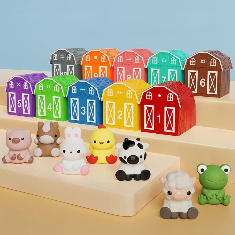 Montessori Farm Animal Set – Soft Silicone Counting Toys for Toddlers