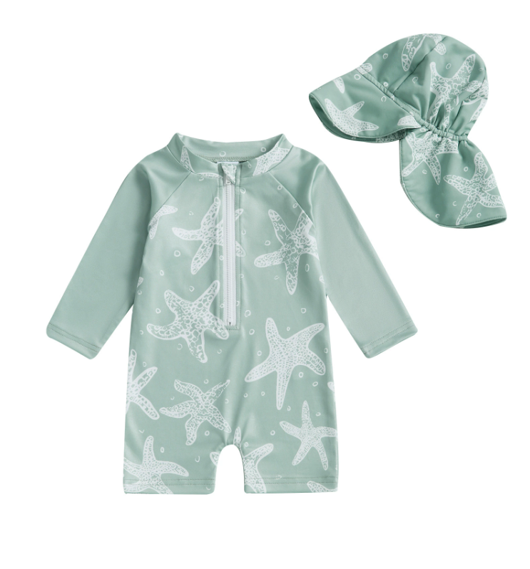 UPF 50+ Baby UV Swimsuit – Long Sleeves and Sun Hat for Infants