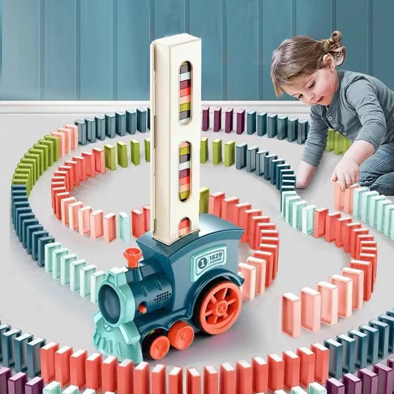 Domino Train Set with Automatic Laying - Brick Blocks Kit Games